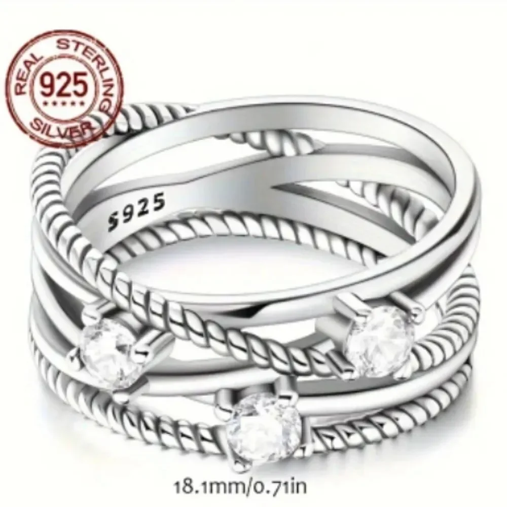 Women's Classic 925 Sterling silver ring sz 8